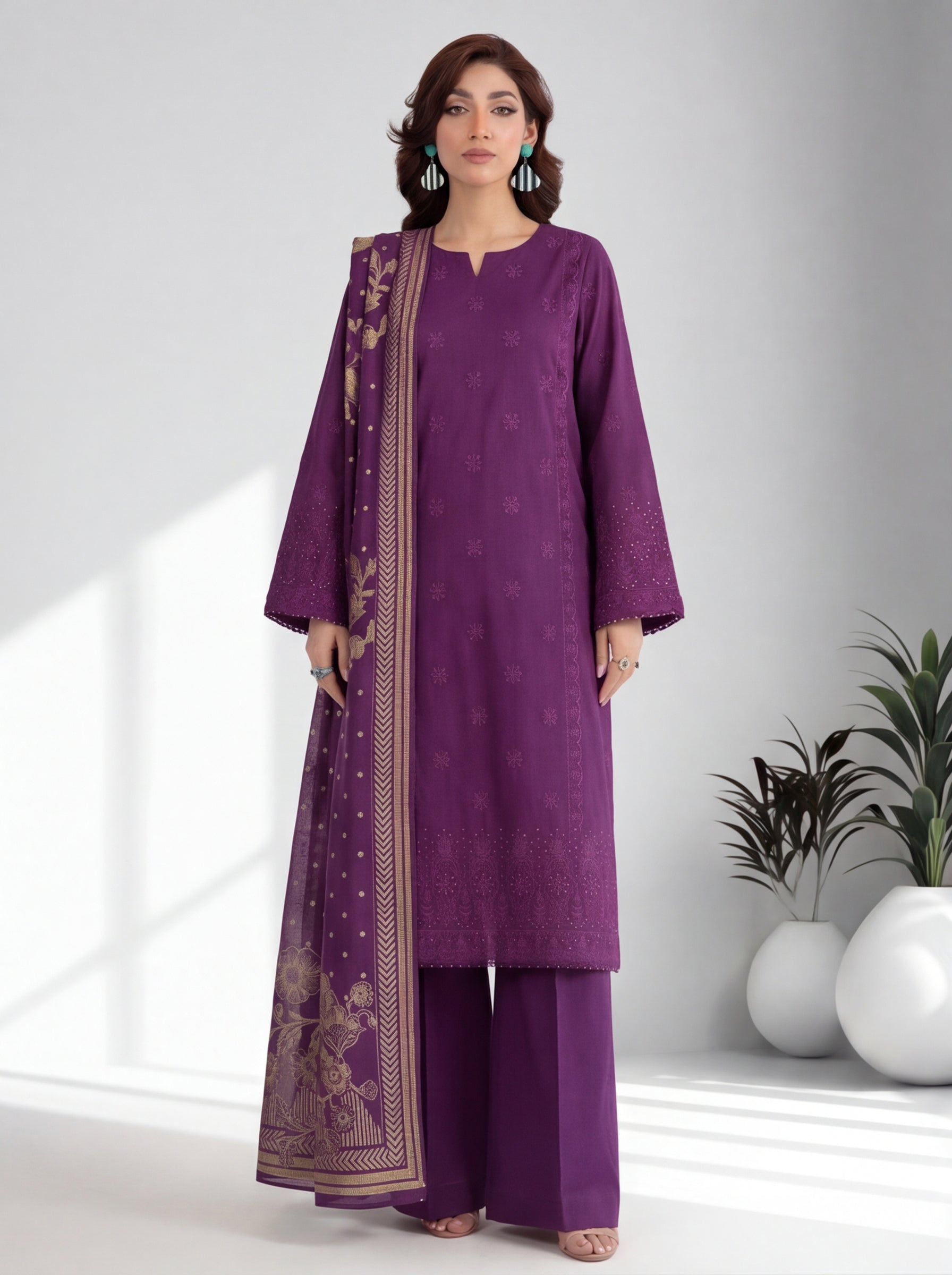 Chahrangi Embroidered Chikankari D01 Main image