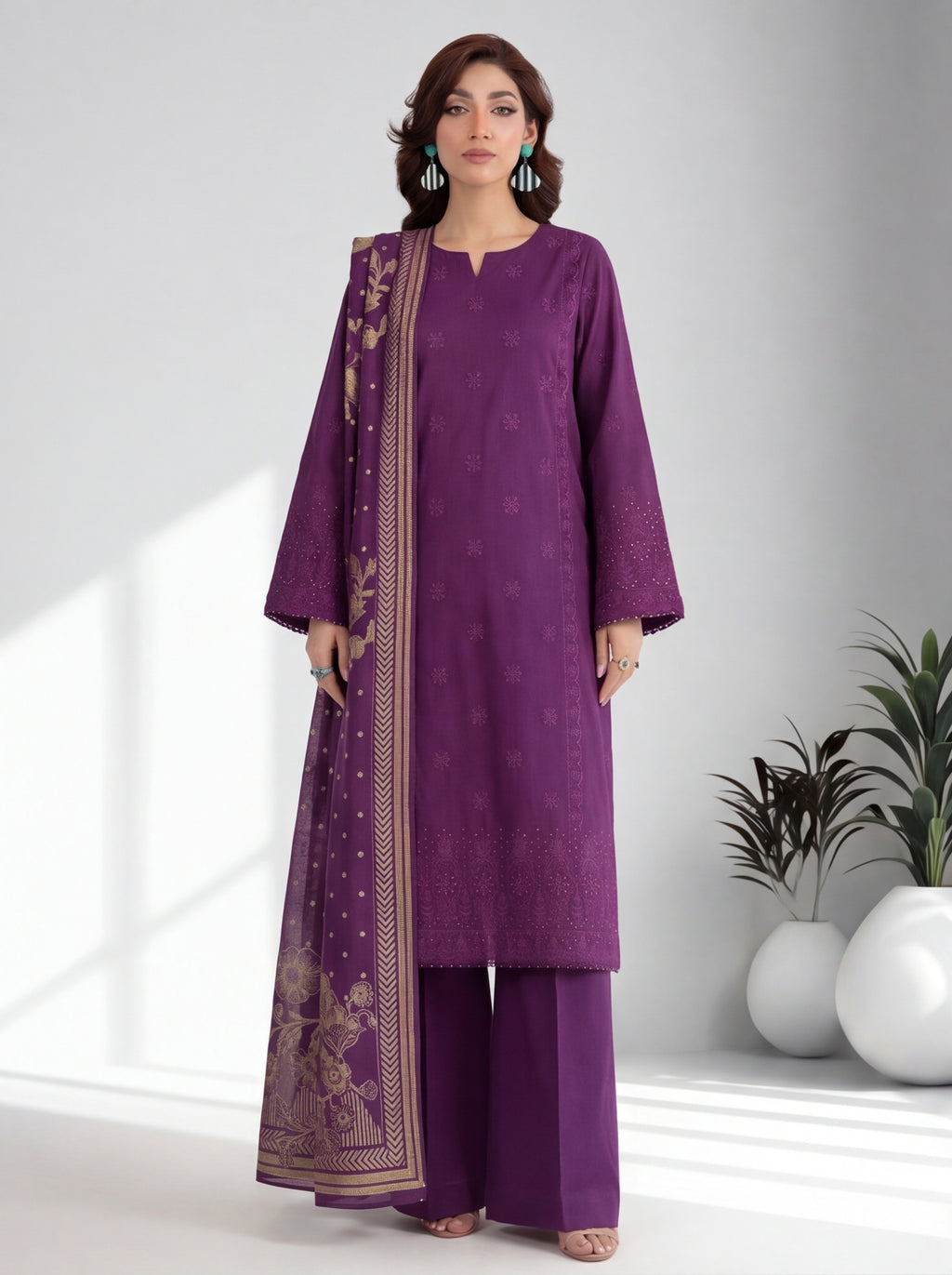 Chahrangi Embroidered Chikankari D01