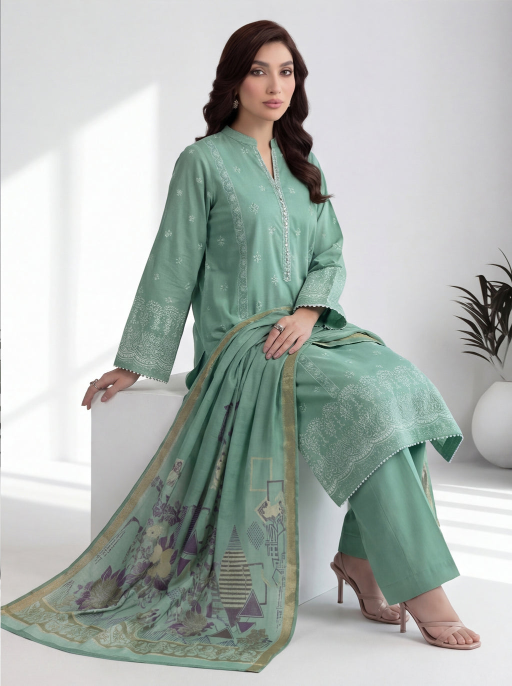 Chahrangi Embroidered Chikankari D02