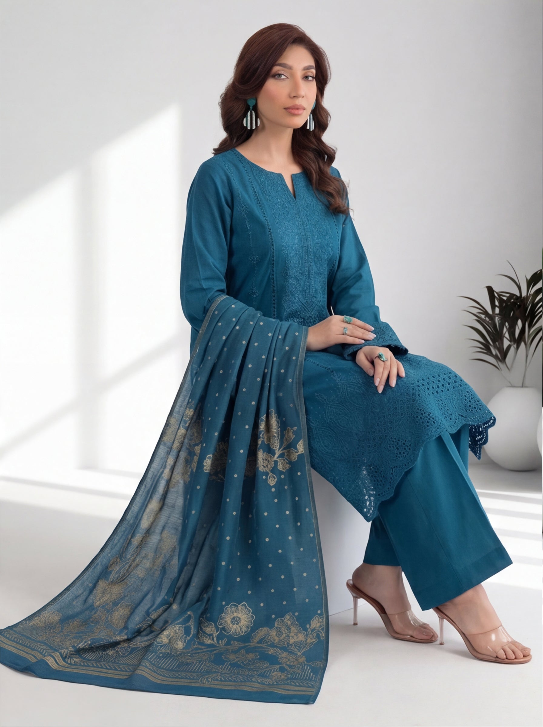 Chahrangi Embroidered Chikankari D05 Secondary image