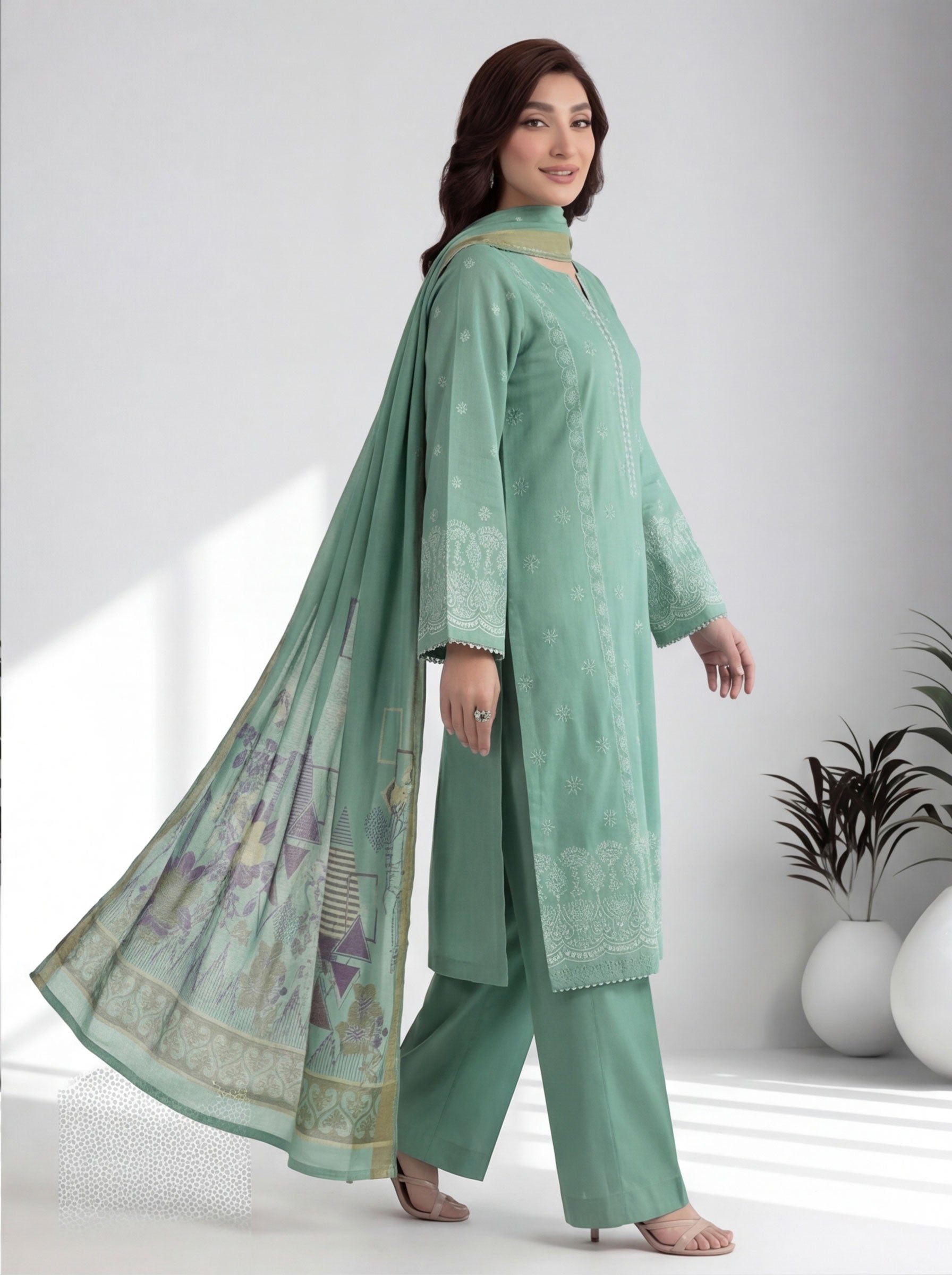 Chahrangi Embroidered Chikankari D02