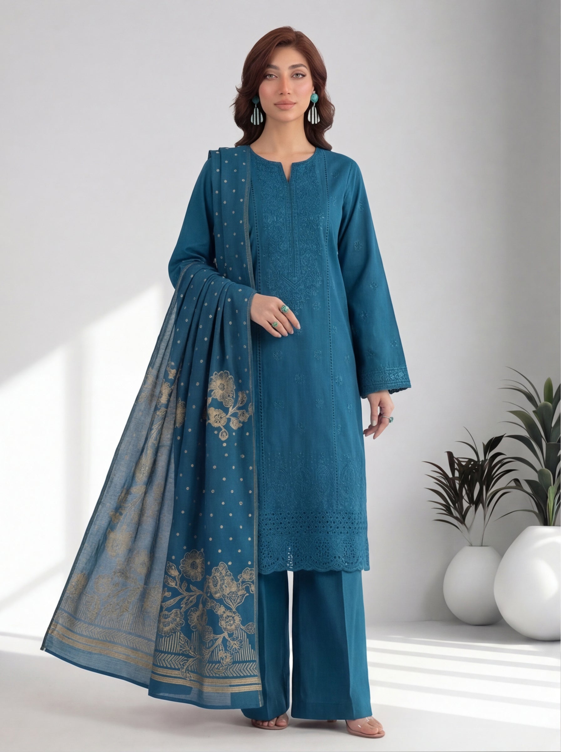 Chahrangi Embroidered Chikankari D05 Main image