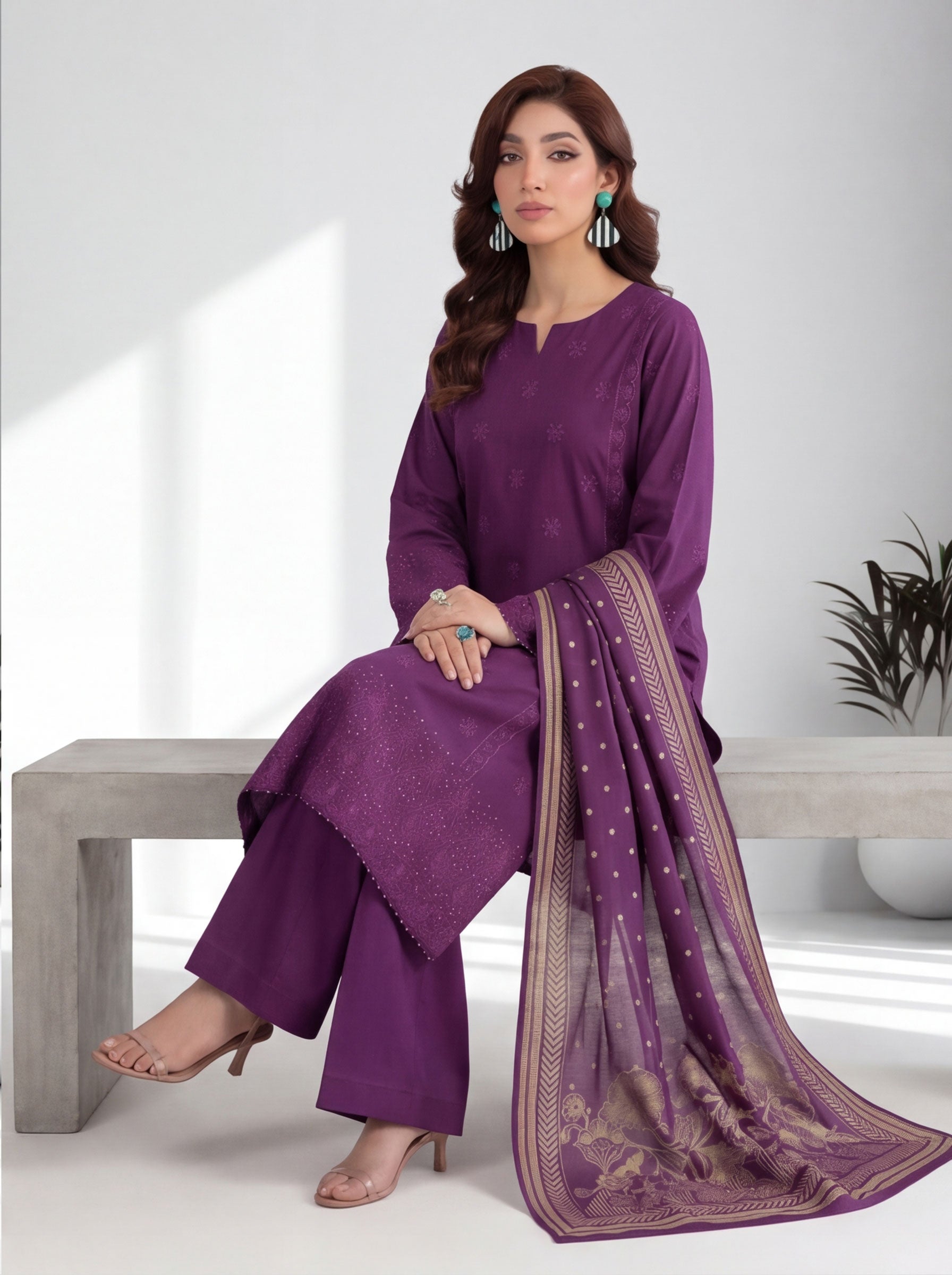 Chahrangi Embroidered Chikankari D01