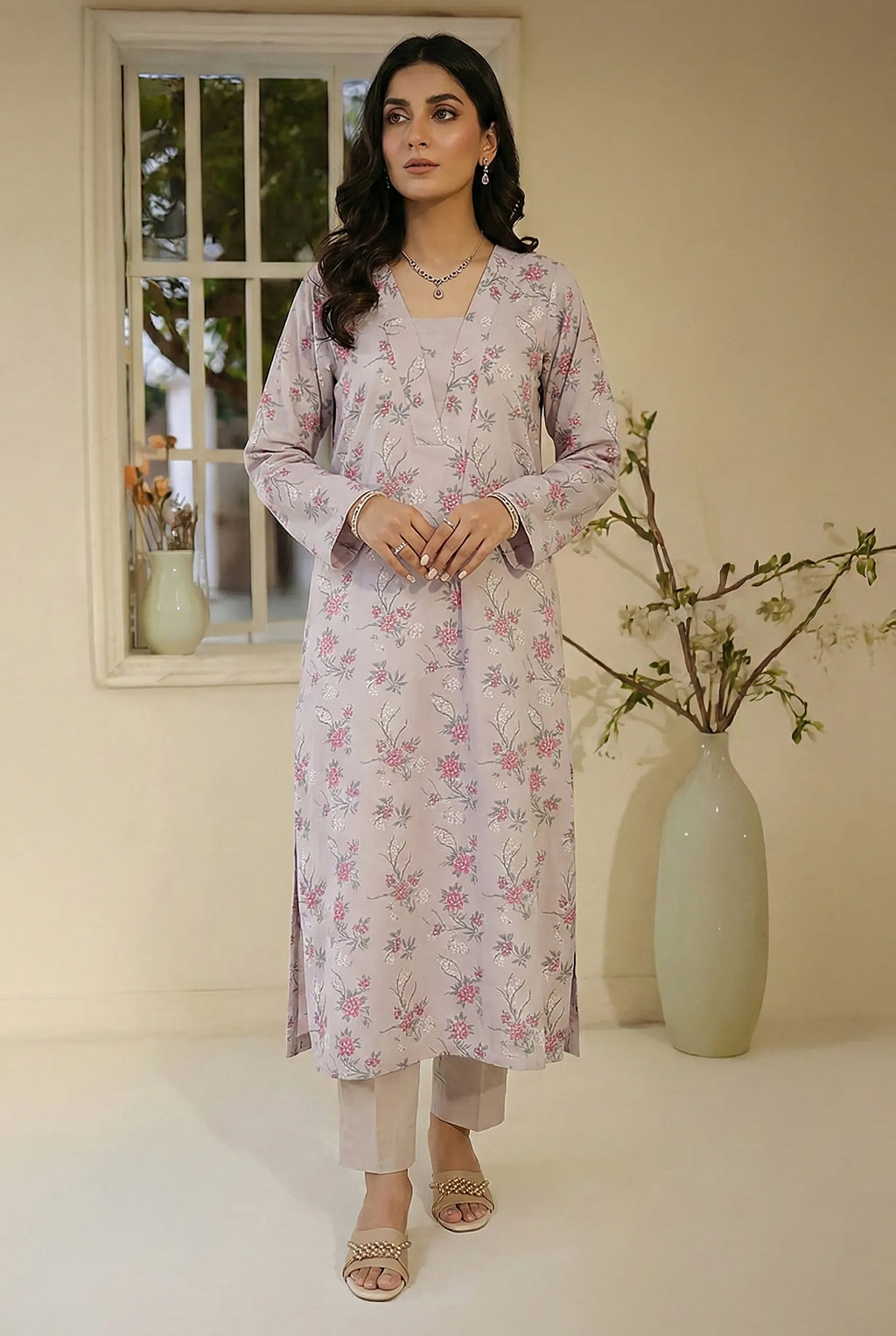 2 Piece Self Embroidered Viscose D2