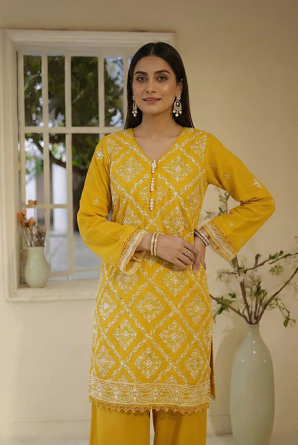 2 Piece Embroidered Dhanak D3