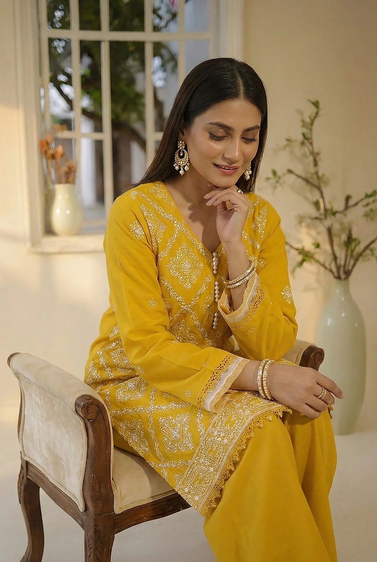 2 Piece Embroidered Dhanak D3