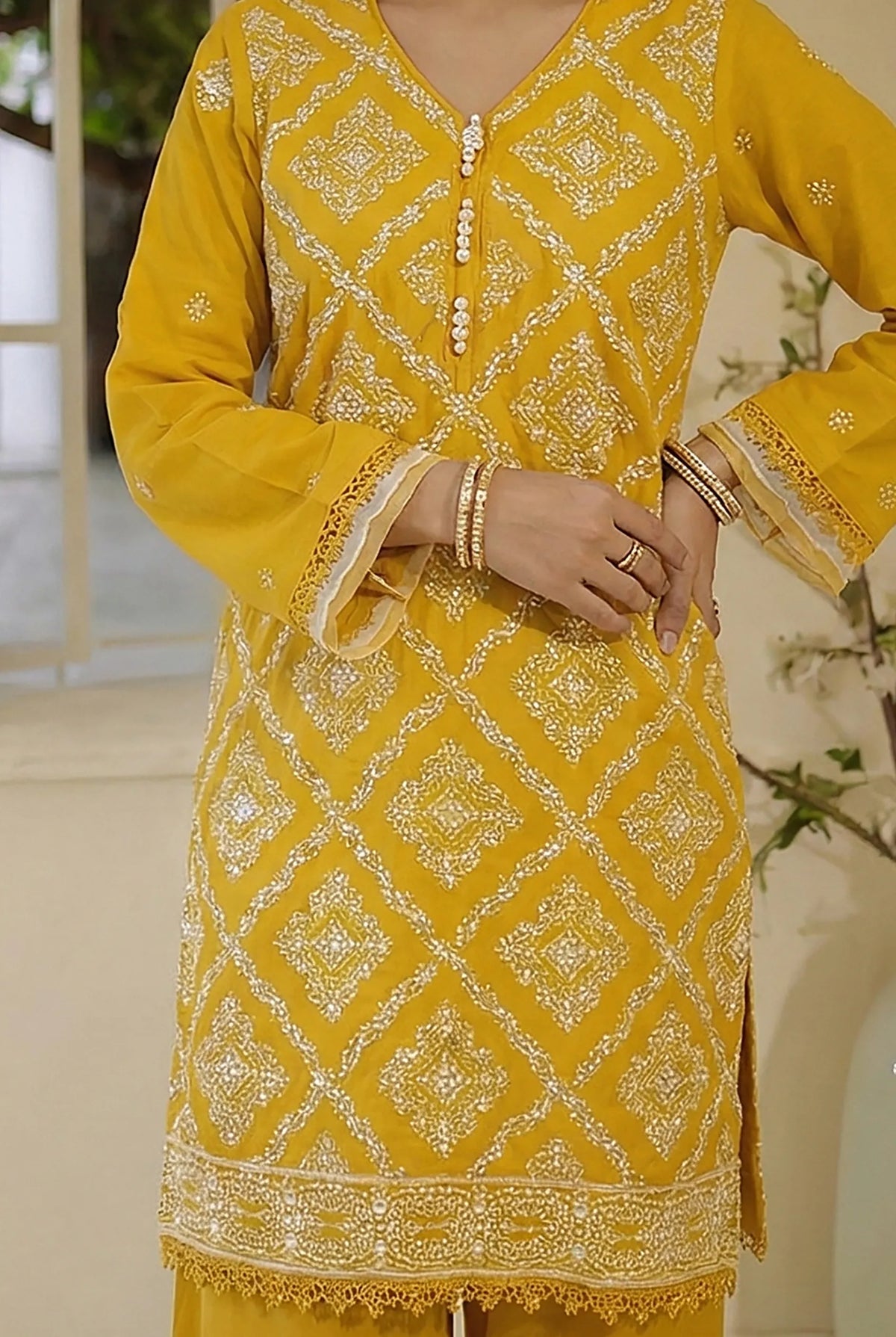 2 Piece Embroidered Dhanak D3