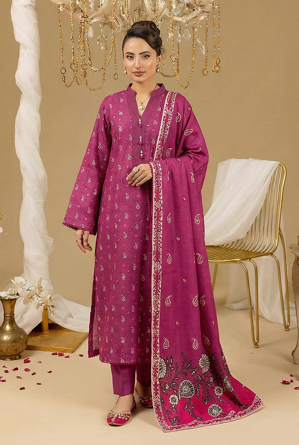 3 Piece Printed Khaddar D1