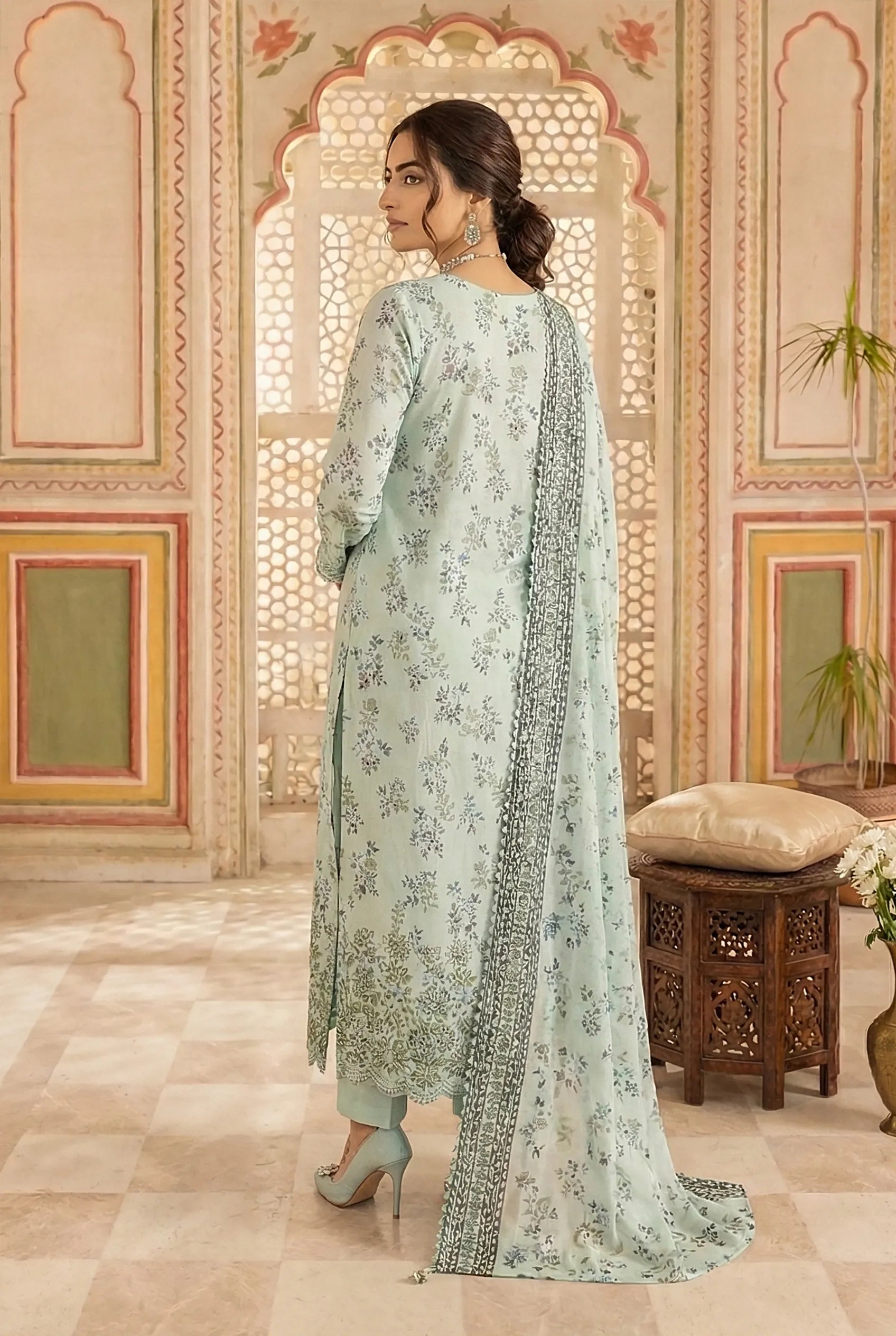 3 Piece Printed Khaddar D2 Secondary image