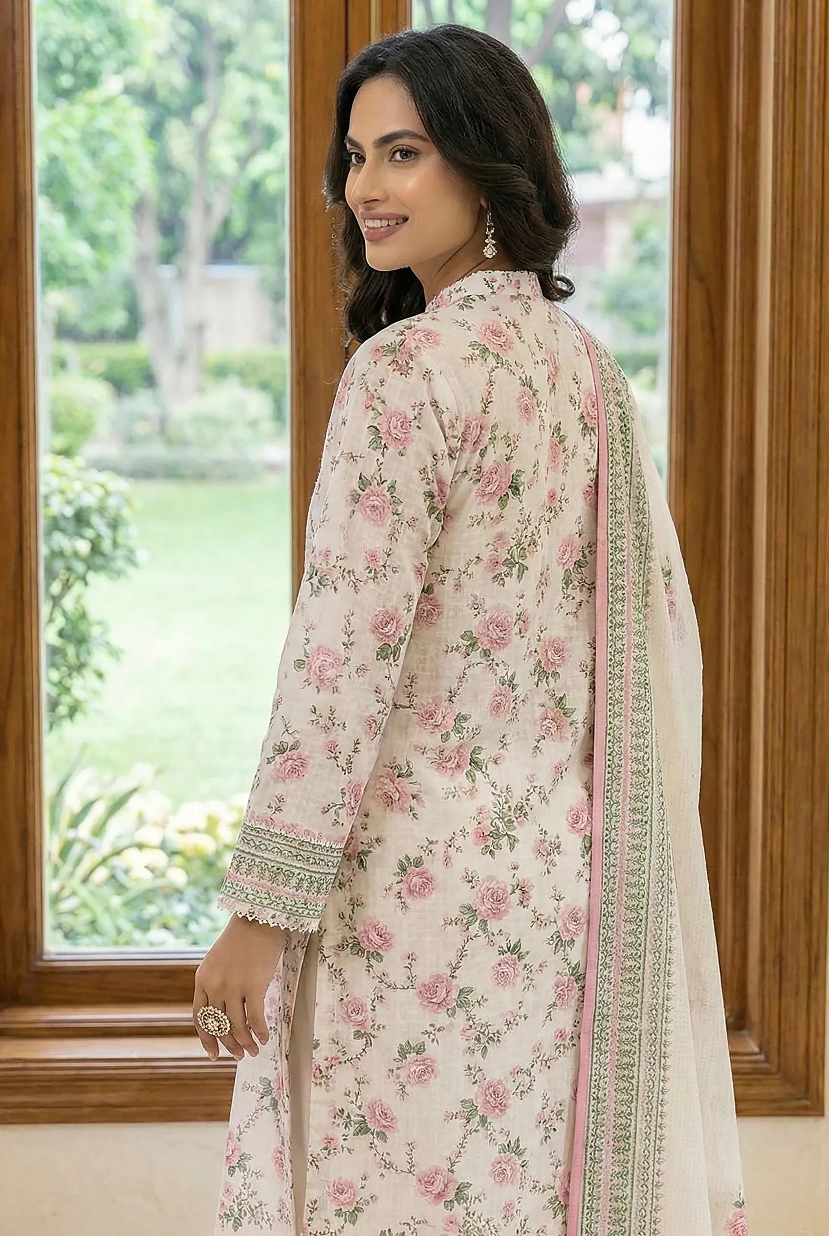 3 Piece Printed Khaddar D4 Secondary image