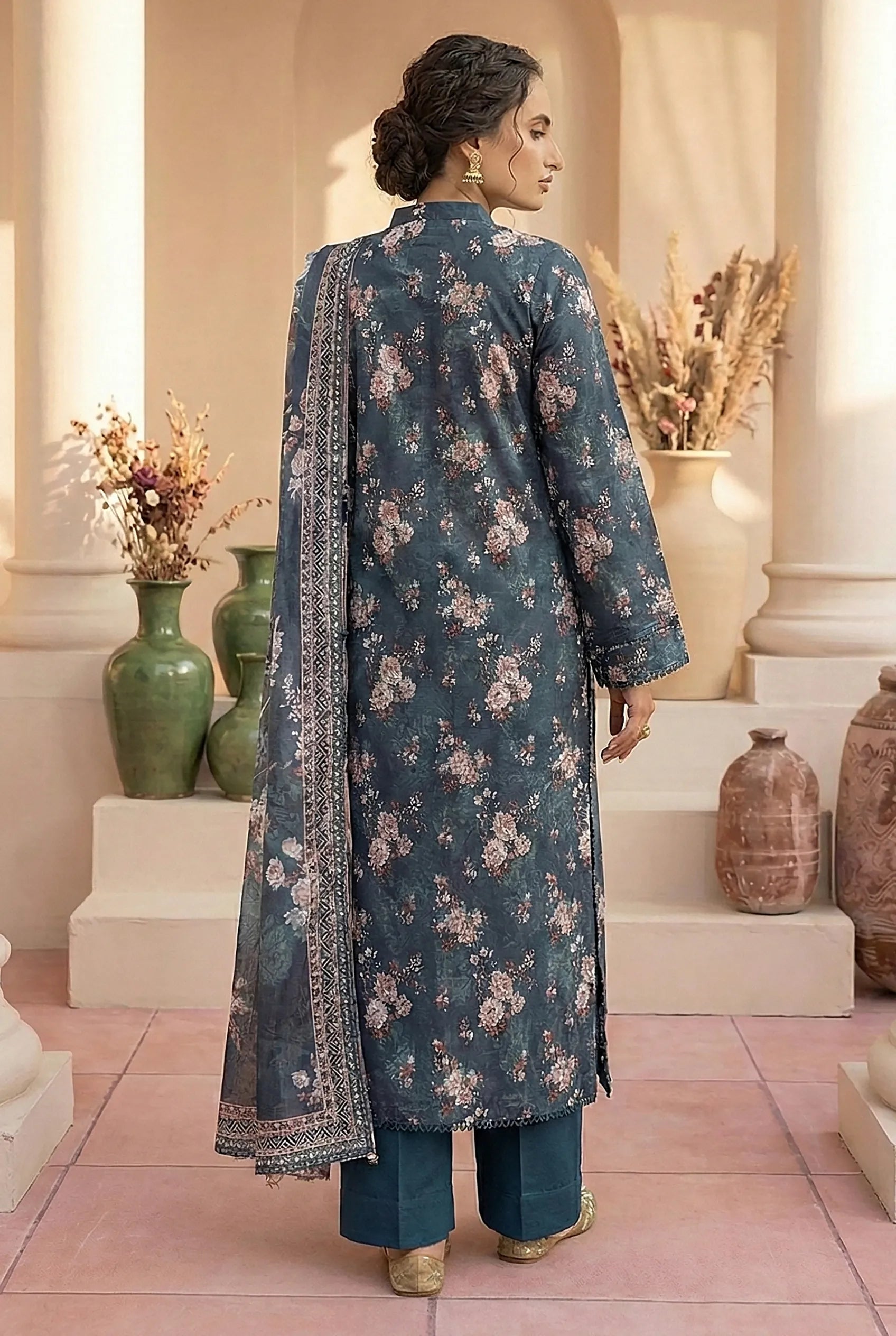 3 Piece Printed Khaddar D13 Secondary image