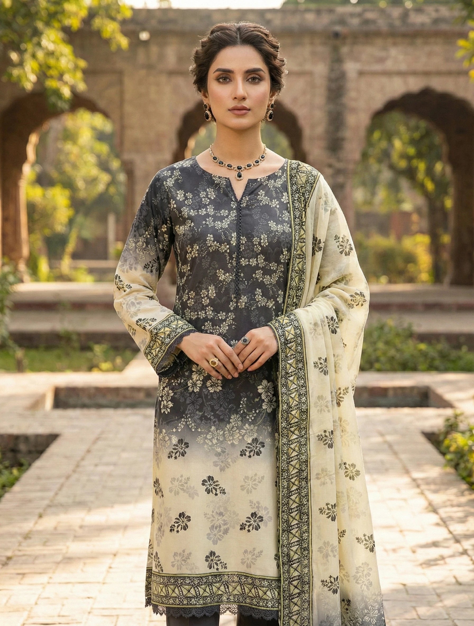 Saqafat Unstitched Lawn D8